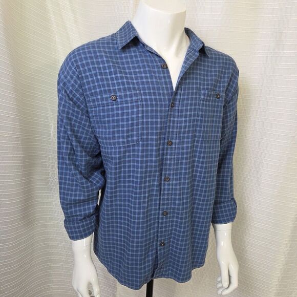Patagonia Organic Cotton Plaid Shirt Soft Light Flannel Blue Men's Large - Picture 9 of 9
